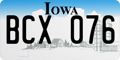 IA license plate BCX076