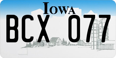 IA license plate BCX077