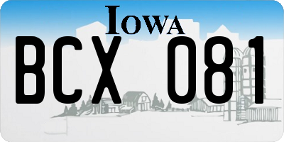 IA license plate BCX081