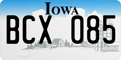 IA license plate BCX085