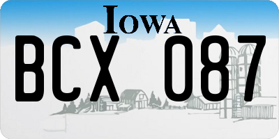 IA license plate BCX087