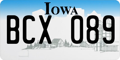 IA license plate BCX089