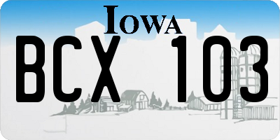 IA license plate BCX103