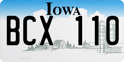 IA license plate BCX110