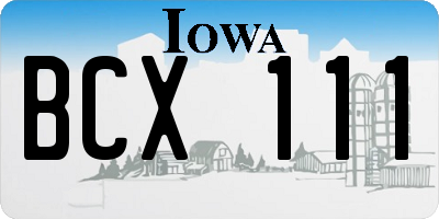 IA license plate BCX111