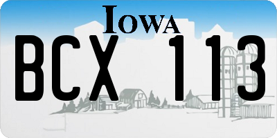 IA license plate BCX113
