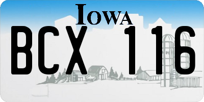 IA license plate BCX116