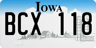 IA license plate BCX118