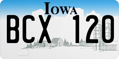 IA license plate BCX120