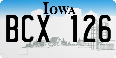 IA license plate BCX126