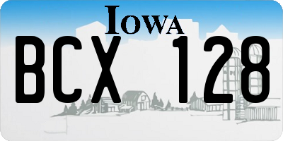 IA license plate BCX128