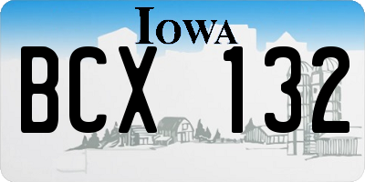 IA license plate BCX132