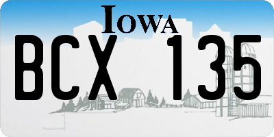 IA license plate BCX135
