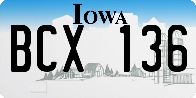 IA license plate BCX136