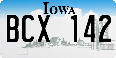 IA license plate BCX142