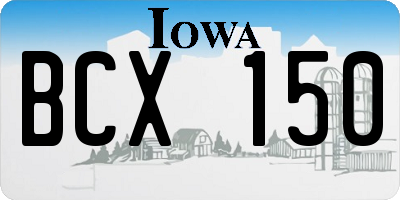 IA license plate BCX150