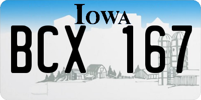 IA license plate BCX167