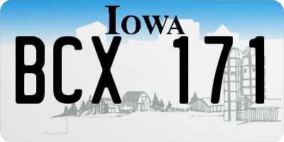 IA license plate BCX171