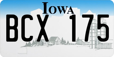 IA license plate BCX175