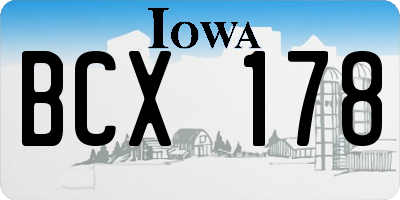 IA license plate BCX178