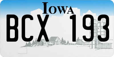 IA license plate BCX193