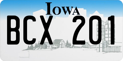 IA license plate BCX201