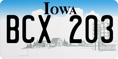 IA license plate BCX203