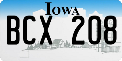 IA license plate BCX208