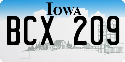 IA license plate BCX209