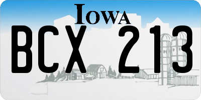 IA license plate BCX213