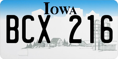 IA license plate BCX216