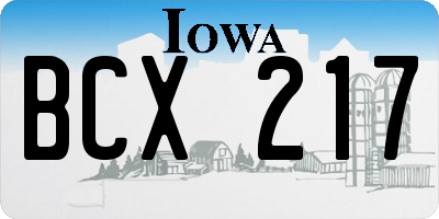 IA license plate BCX217