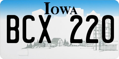IA license plate BCX220