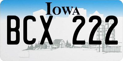 IA license plate BCX222
