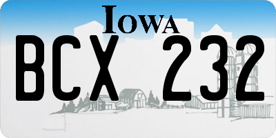 IA license plate BCX232