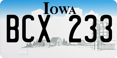 IA license plate BCX233