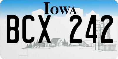 IA license plate BCX242