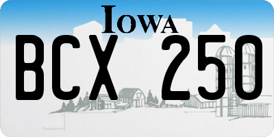 IA license plate BCX250