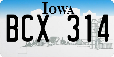 IA license plate BCX314