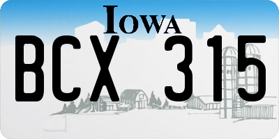 IA license plate BCX315