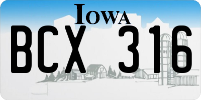 IA license plate BCX316