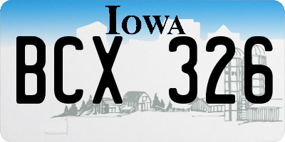 IA license plate BCX326