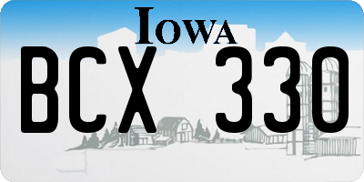 IA license plate BCX330