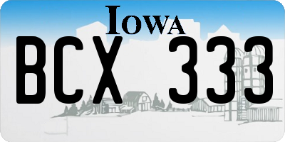 IA license plate BCX333