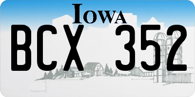 IA license plate BCX352