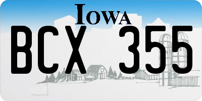 IA license plate BCX355
