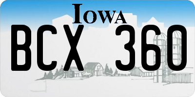 IA license plate BCX360