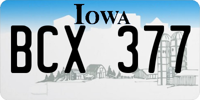 IA license plate BCX377