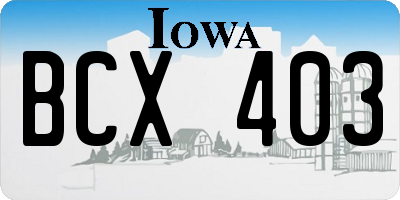 IA license plate BCX403