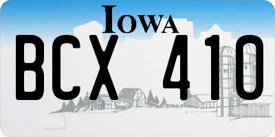 IA license plate BCX410